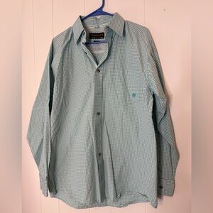 Ariat Pro Series Button Down Shirt Mens Medium Western Plaid Vented Rodeo Cowboy